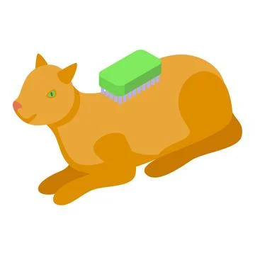 Cute red cat lying down getting brushed Illustrazione stock
