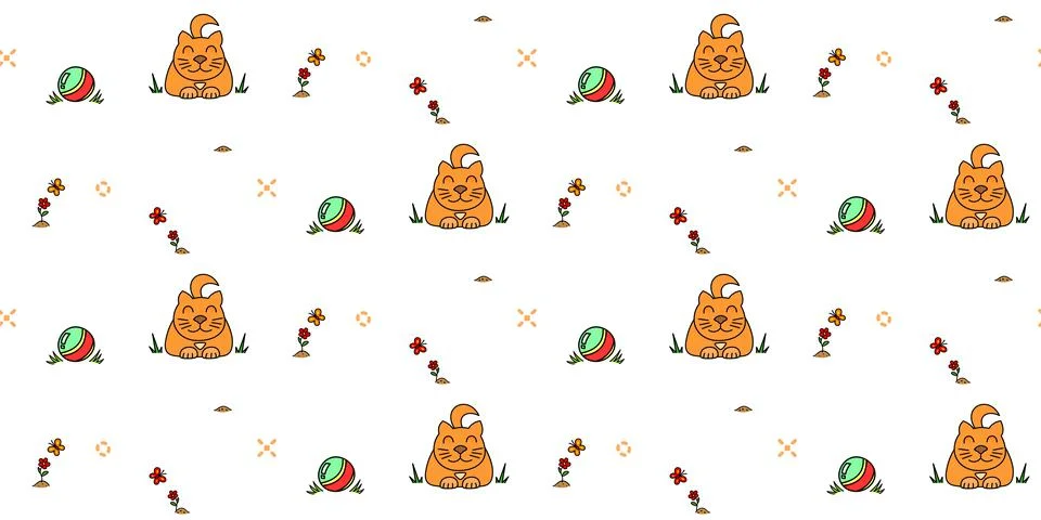 Cute red cat seamless pattern. Creative kids texture with funny animals, textile Stock-Illustration