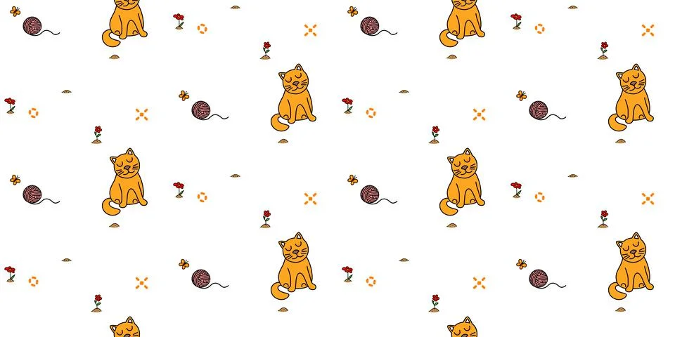 Cute red cat seamless pattern. Creative kids texture, funny animals for apparel Illustrazione stock