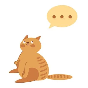 Cute red cat thinking. Vector illustration. Stock Illustration