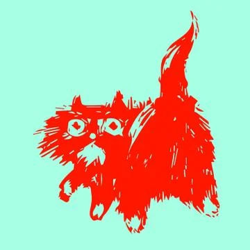 Cute red cat turned and looked.  Stock Illustration