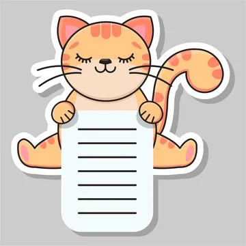 Cute red cat. Vector sticker. Notepad sticker. Vector illustration 스톡 일러스트