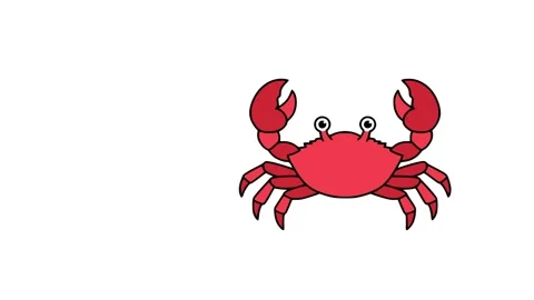 Cute Red Crab Animation with Pop-In Effect on Screen 動画素材 334269457