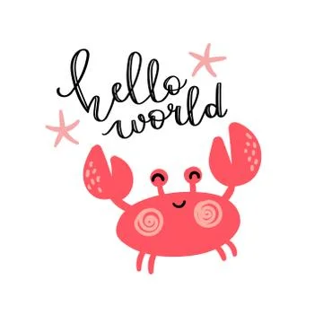 Cute red crab on white background Stock Illustration
