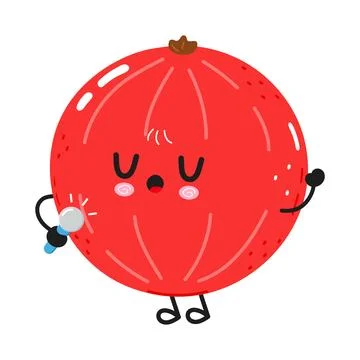 Cute red currant character singing to microphone Stock Illustration