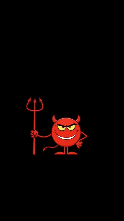 Cute Red Devil Cartoon Character Holding A Pitchfork Stock Footage 295353013