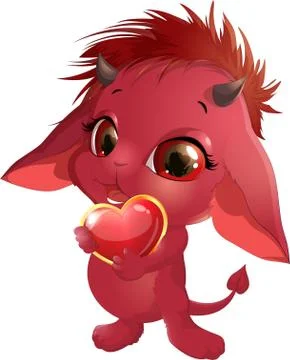 Cute red devil 스톡 일러스트