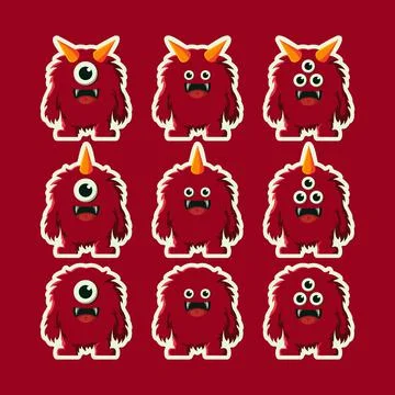 Cute red devil monster cartoon 스톡 일러스트