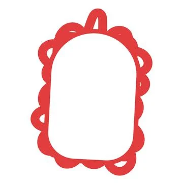 Cute red doodle frame with loop top hand drawn arch shape border for kids Illustration