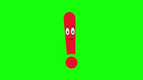 Cute red exclamation mark character slips, falls but comes back. Simple fac.. Video stock 306462195
