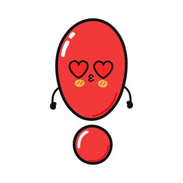 Cute red exclamation mark character with heart eyes イラスト素材