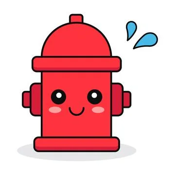 Cute Red Fire Hydrant Character Vector Illustration with Smiling Face and W.. Stock Illustration