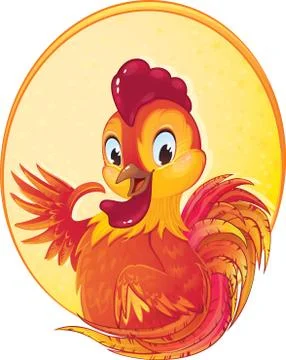 Cute Red Fire Rooster for the Chinese New Year. Stock Illustration
