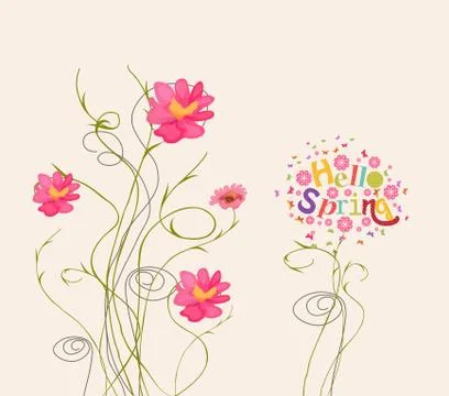 Cute red flowers background Stock Illustration
