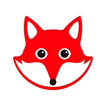 Cute Red Fox, cartoon flat icon design, like a logo Stock Illustration