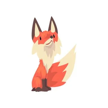 Cute Red Fox Cub Character Cartoon Vector Illustration Stock Illustration