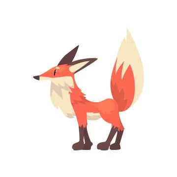 Cute Red Fox Cub Character, Side View Cartoon Vector Illustration Stock Illustration