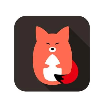 Cute red fox face and body flat design, vector Stock Illustration