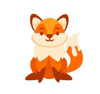 Cute red fox sitting and smiling cartoon illustration Stock Illustration