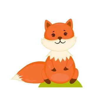 Cute red fox in sitting posture Stock Illustration