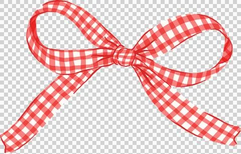 Cute Red Gingham Ribbon Bow Illustration Stock Illustration