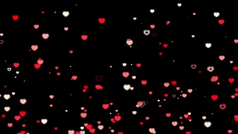 Cute Red Hearts going up black Screen Stock Footage 274309369
