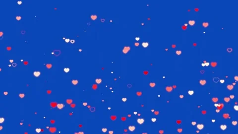 Cute Red Hearts going up blue Screen Stock Footage 274309372