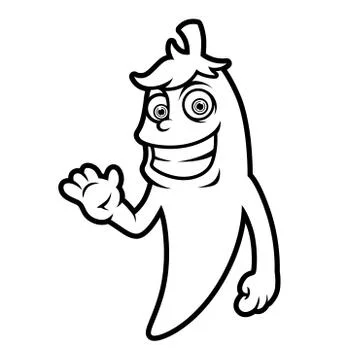 Cute red hot chilli pepper character illustration in cartoon style Illustrazione stock