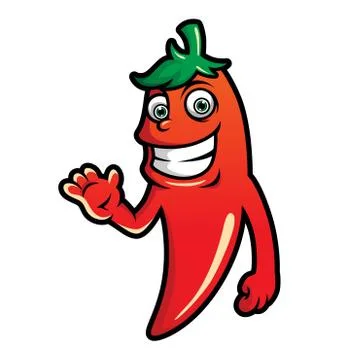 Cute red hot chilli pepper character illustration in cartoon style Illustrazione stock