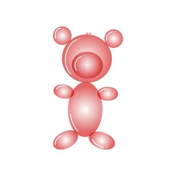 Cute red inflatable bear poster isolated on white background Stock Illustration