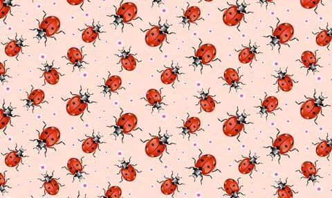 Cute red ladybugs pattern Stock Illustration