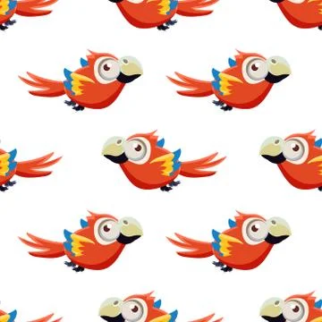 Cute Red Macaw Seamless Pattern Illustrazione stock