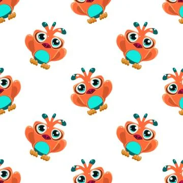 Cute Red Macaw Seamless Pattern Illustrazione stock