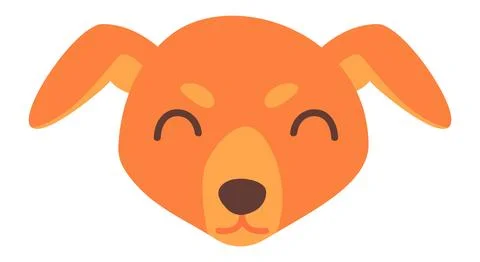 Cute red mongrel dog face in flat cartoon style Stock Illustration