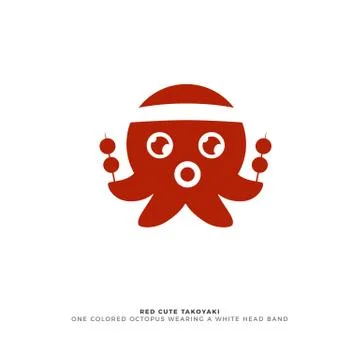 Cute red octopus. Isolated Vector Illustration Stock Illustration