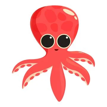 Cute red octopus smiling and showing tentacles Stock Illustration