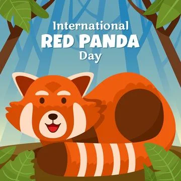 Cute Red Panda Between Woods Stock Illustration