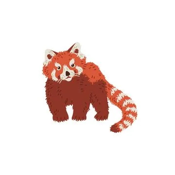 Cute red panda cartoon flat vector illustration, chinese animal worth looking Stock Illustration