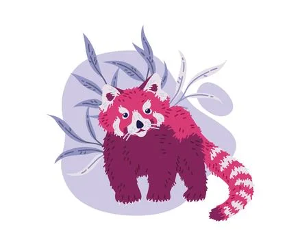 Cute red panda, hand drawn flat vector illustration isolated on white background Stock Illustration