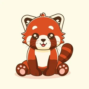 Cute Red Panda Sitting Pose Vector Illustration Cartoon Stock Illustration