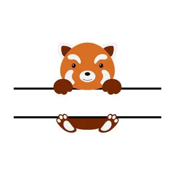 Cute red panda split monogram. Funny cartoon character for shirt, scrapbookin Stock Illustration
