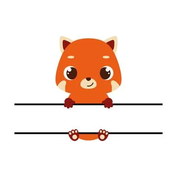 Cute red panda split monogram. Funny cartoon character for shirt, scrapbook.. Stock Illustration