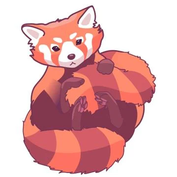 Cute red panda on white isolated backdrop. Stock Illustration
