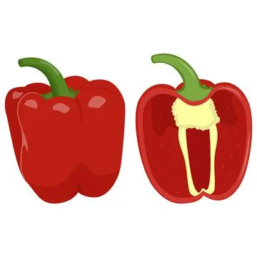 Cute red pepper isolated on white background. Flat vector illustration Stock Illustration