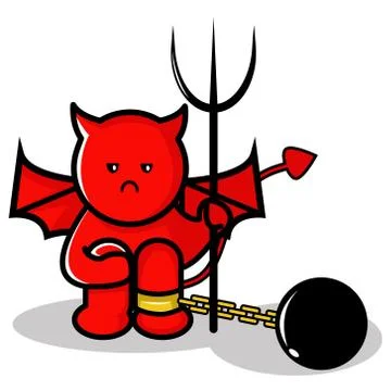 Cute Red Satan or Devil Under Arrest Illustrazione stock