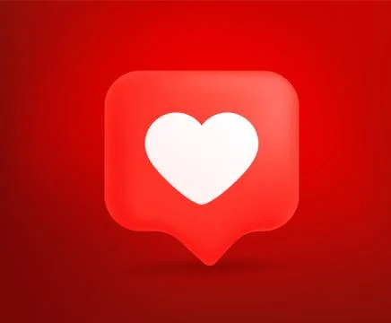 Cute red speech cloud with love sign. 3d comic style editable vector illustra Stock Illustration