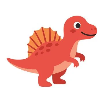Cute Red Spinosaurus Dinosaur Vector Illustration Stock Illustration