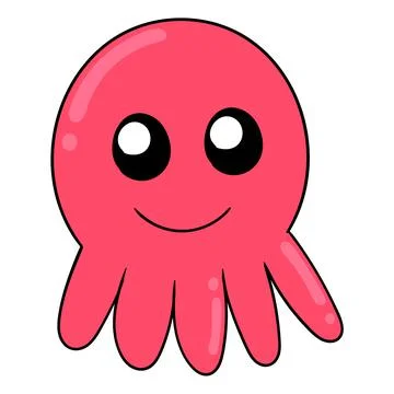 Cute red squid, doodle icon drawing Stock Illustration