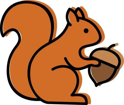 Cute red squirrel with an acorn Stock Illustration