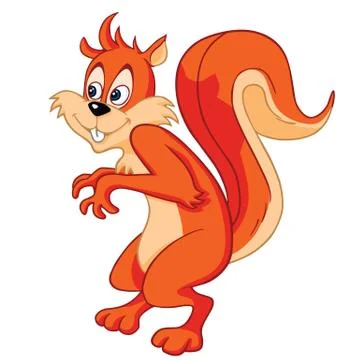 Cute Red Squirrel Cartoon Stock Illustration